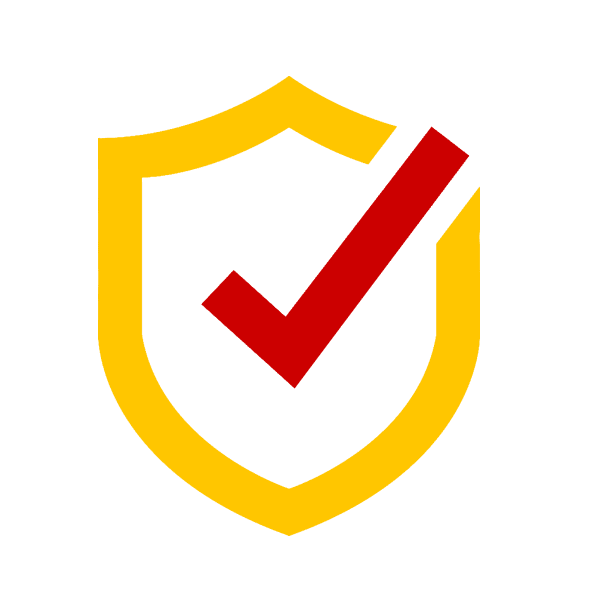 Yellow shield and red checkmark